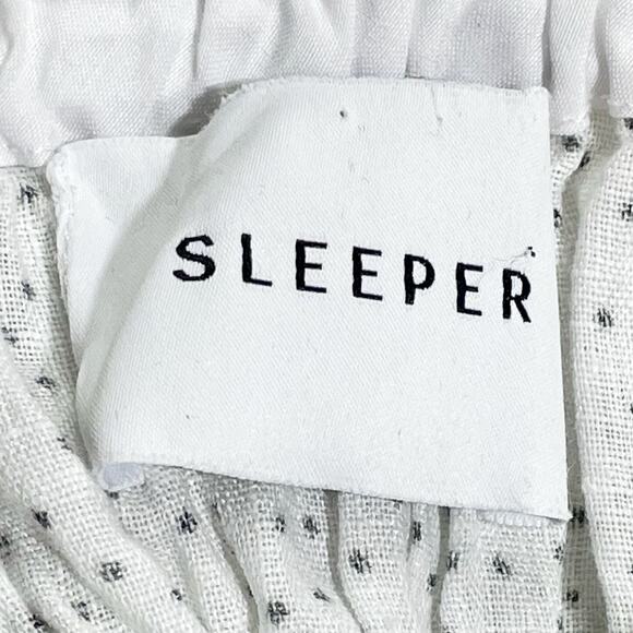 SOLD SOLD SOLD leeper Michelin Linen Swiss Dot Long Sleeve Midi Dress White - Picture 6 of 8